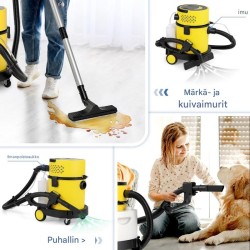 Tehokas 1200W märkä-kuivaimuri 4-in-1 keltainen