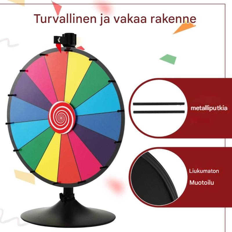 Monikäyttöinen 60 cm värikäs onnenpyörä messuille ja tapahtumiin