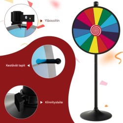 Monikäyttöinen 60 cm värikäs onnenpyörä messuille ja tapahtumiin