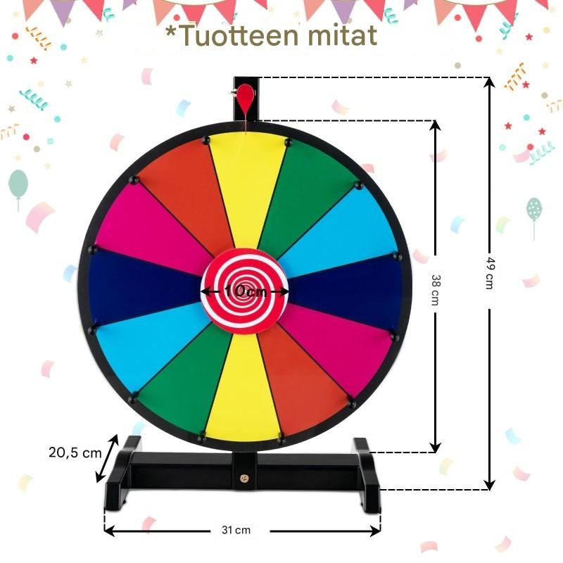 Värikäs onnenpyörä juhliin ja tapahtumiin 38/30 cm