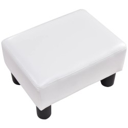 Valkoinen suorakulmainen PU-nahkainen jalkarahi 40 cm