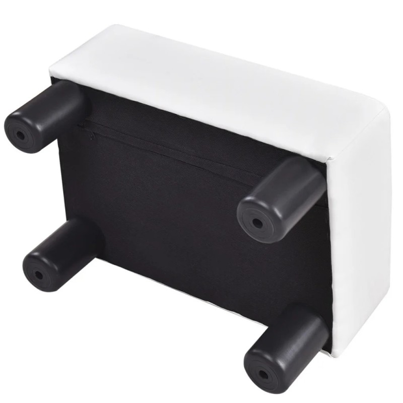 Valkoinen suorakulmainen PU-nahkainen jalkarahi 40 cm