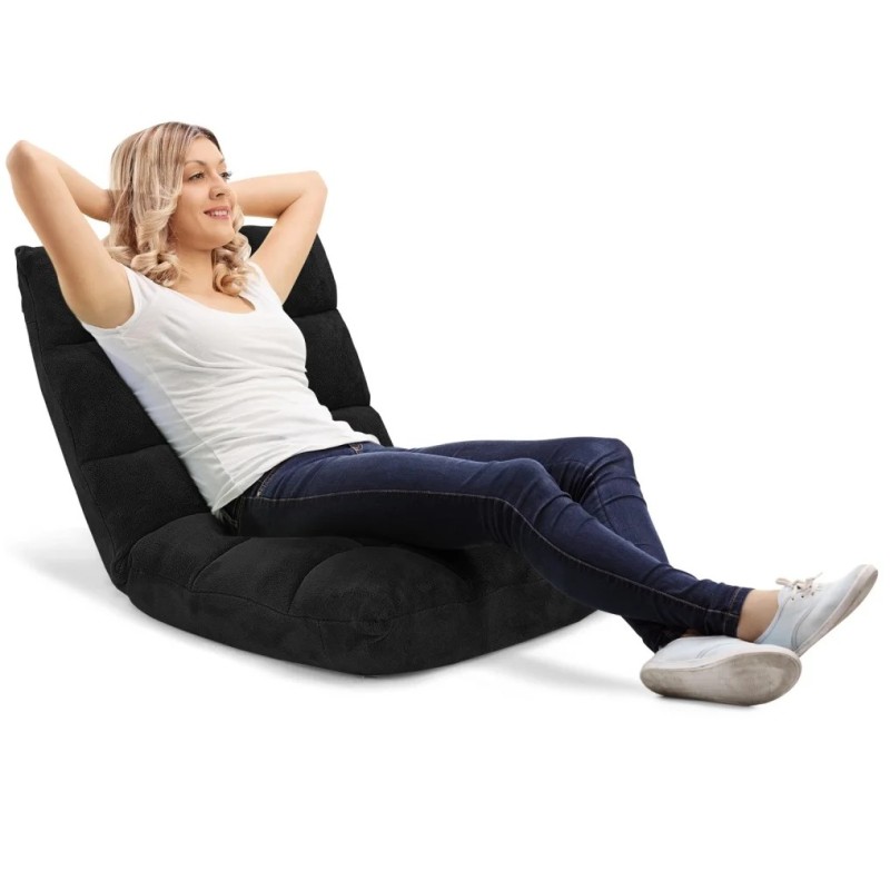 Säädettävä musta koralliveluuri lattiaistuin pelituoli 14-asentoinen