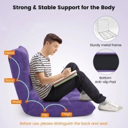 Säädettävä lattiatuoli selkänojalla, violetti, monikäyttöinen ja mukava
