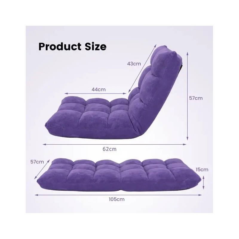 Säädettävä lattiatuoli selkänojalla, violetti, monikäyttöinen ja mukava
