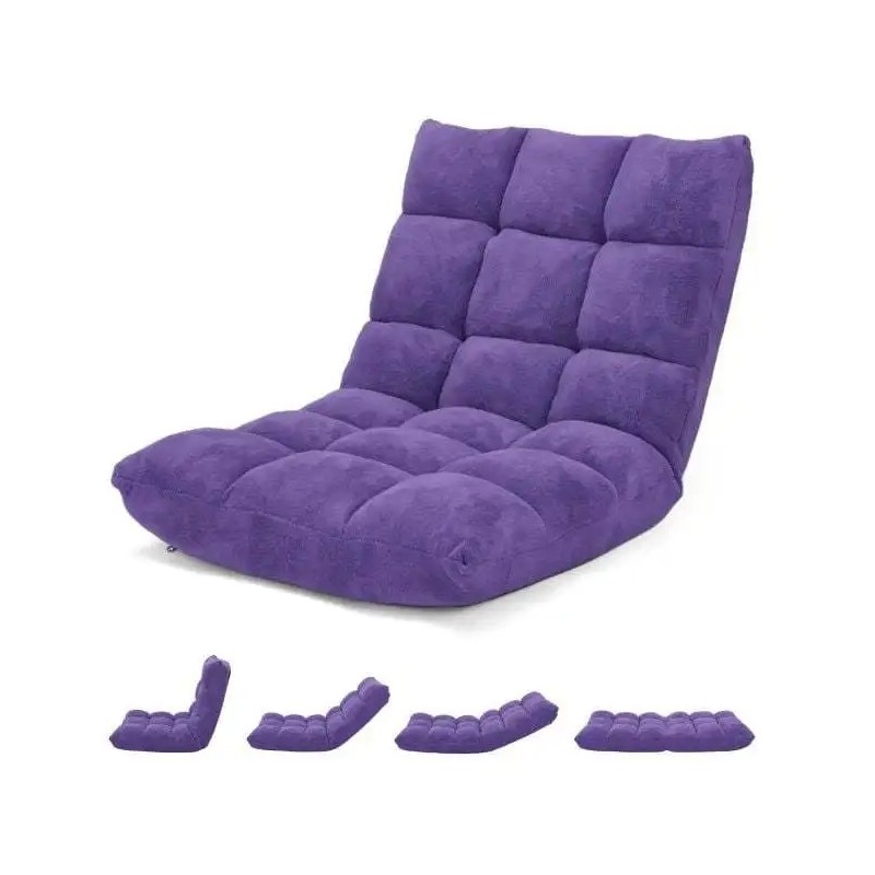 Säädettävä lattiatuoli selkänojalla, violetti, monikäyttöinen ja mukava