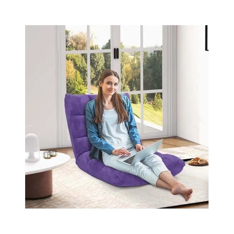 Säädettävä lattiatuoli selkänojalla, violetti, monikäyttöinen ja mukava