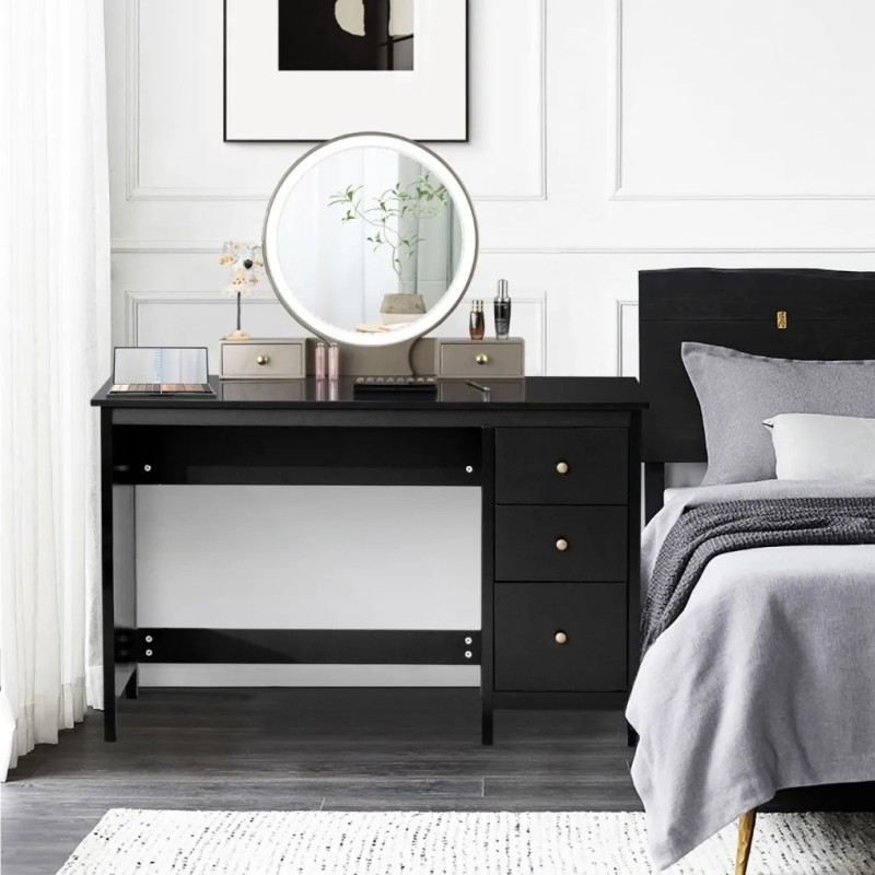 Työpöytä musta 3 laatikkoa kaatumisenesto 120x50x75 cm