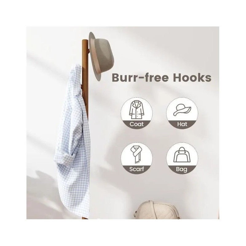 Massiivipuinen naulakko sivupöydällä ja koukuilla, ruskea