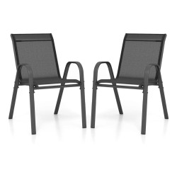 Pinottavat mustat puutarhatuolit, ergonominen muotoilu, 2 kpl setti