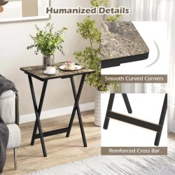 Neljän mustan taittopöydän setti ulko- ja sisäkäyttöön