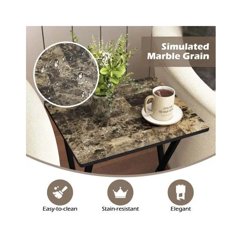 Neljän mustan taittopöydän setti ulko- ja sisäkäyttöön