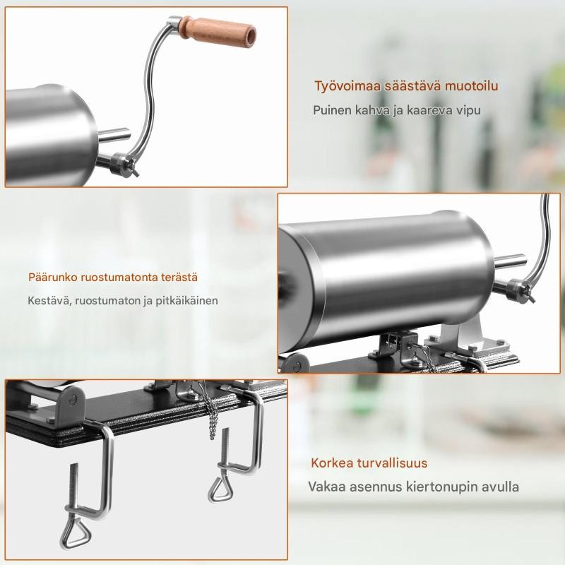 Ruostumaton teräs makkarakone 3,6L neljällä täyttöputkella