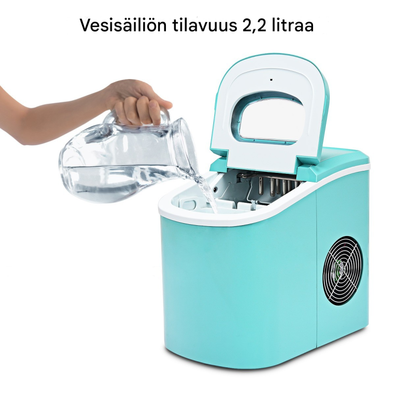 Kannettava vihreä jääpalakone 2,2L keittiöön ja juhliin