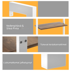 Valkoinen 5-tasoinen lehtihylly metallikehyksellä