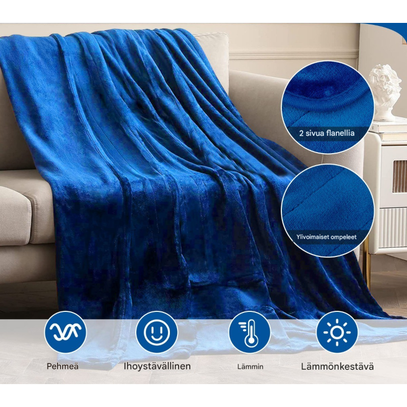 Sähköinen sininen lämpöpeitto 9 lämpötilaa flanellista