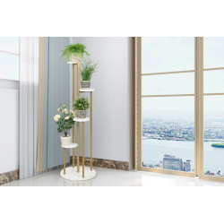 Kultakehyksinen valkoinen 4-tasoinen metallinen kasviteline