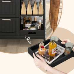 Monikäyttöinen keittiövaunu pyörillä ja säilytystilalla musta