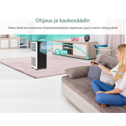 Monitoiminen kannettava ilmastointilaite kaukosäätimellä ja sovellustuella
