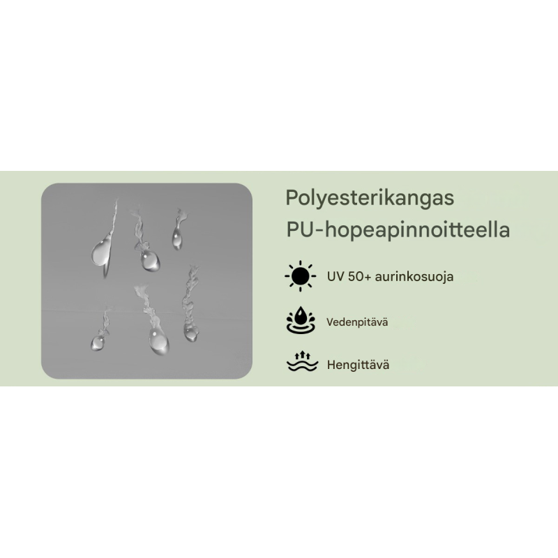 4x4 m harmaa puutarhapaviljonki UV-suojalla ja verkkoseinillä