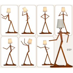 Säädettävä humanoidi lattiavalaisin luonnollisesta kumipuusta