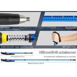 Monipuolinen 4-in-1 lumikenkäsetti aikuisille ja lapsille sininen
