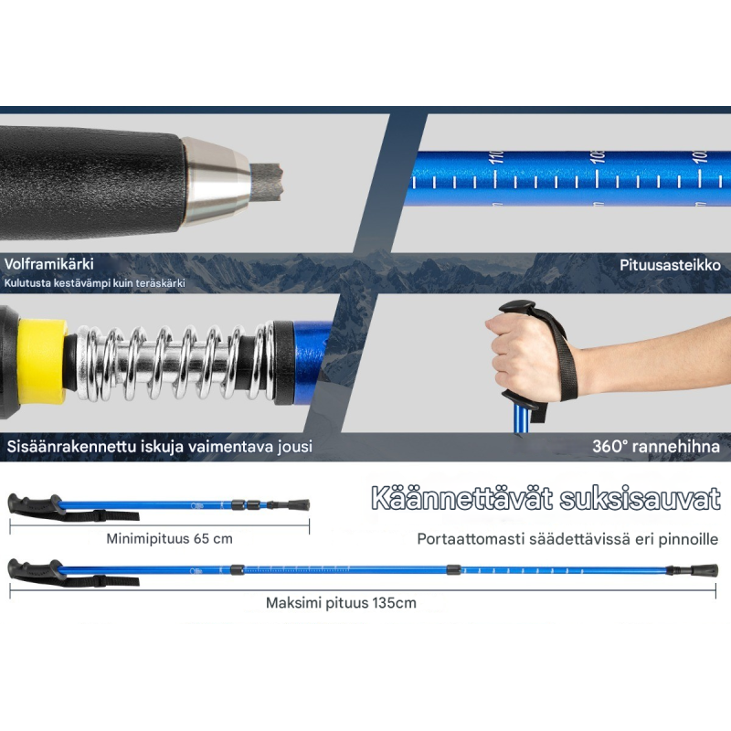 Lumikenkäsetti 4-in-1 aikuisille ja lapsille, sininen