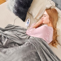 Sähköinen harmaa heittopeitto 150x200 cm, 4 lämpötilaa