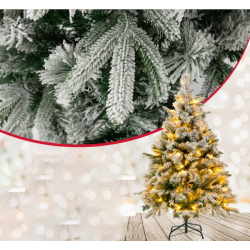 136 cm luminen tekokuusi lämpimillä LED-valoilla, vihreä ja valkoinen