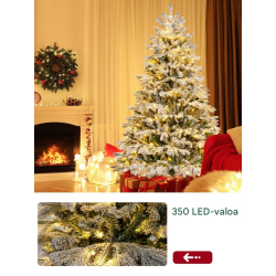 180 cm luminen tekokuusi 350 LED-valolla, vihreä ja valkoinen