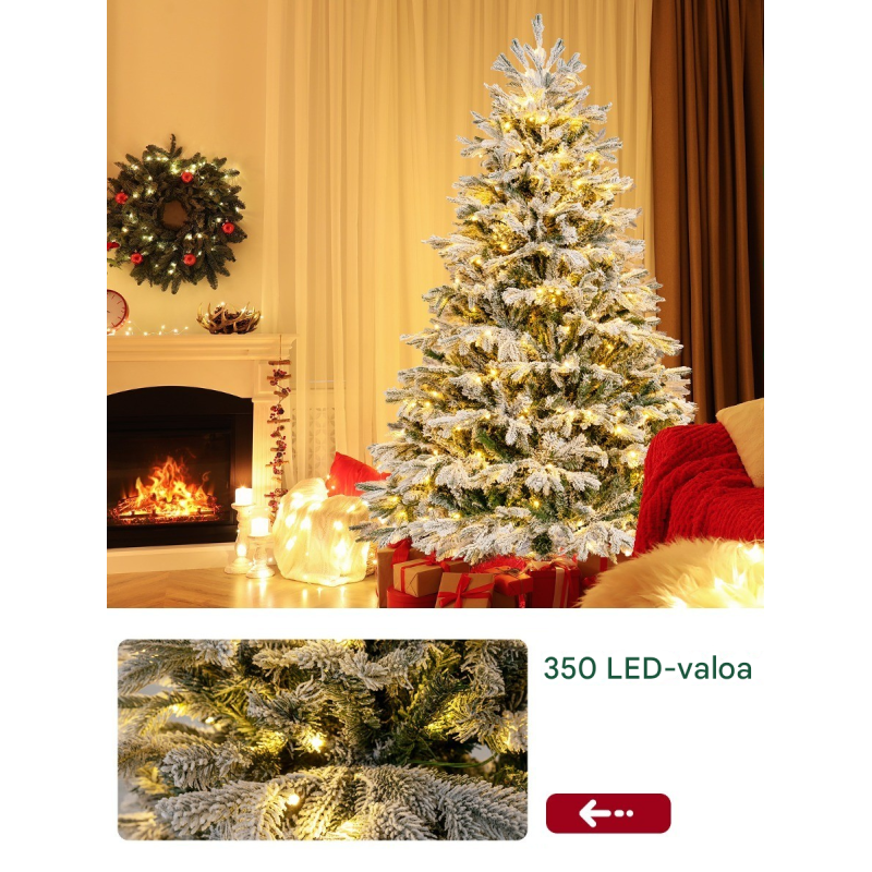 180 cm luminen tekokuusi 350 LED-valolla, vihreä ja valkoinen