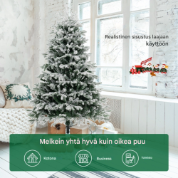 180 cm luminen tekokuusi 350 LED-valolla, vihreä ja valkoinen