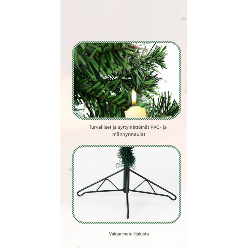 Vihreä valmiiksi valaistu puolikas joulukuusi 210 cm