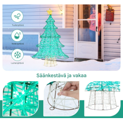 Vihreä LED-valaistu keinotekoinen joulukuusi ulko- ja sisäkäyttöön