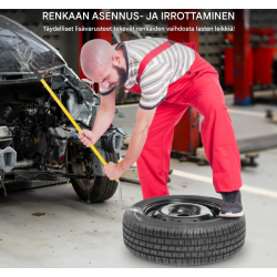 3-osainen keltainen renkaanvaihtotyökalusarja teräsvannepidikkeellä