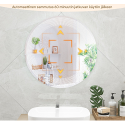 Pyöreä LED-kylpyhuonepeili huurteenpoistolla ja kosketusohjauksella
