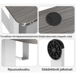 Sähköisesti säädettävä työpöytä 140x70 cm tummanharmaa