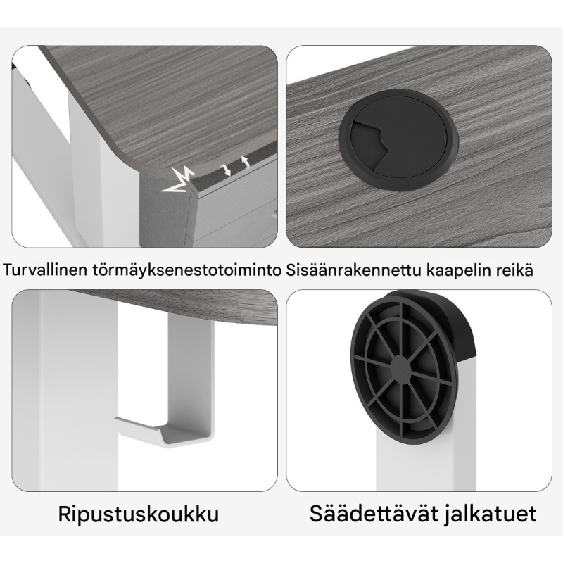 Sähköisesti säädettävä työpöytä 140x70 cm tummanharmaa