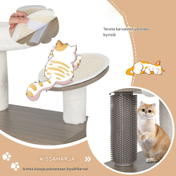 Kissan raapimispuu ja wc-kaappi, harmaa, 2-in-1 ratkaisu