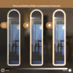 Kullanvärinen LED-valaistu kokovartalopeili särkymättömällä lasilla