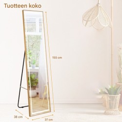 Kullanvärinen kokopeili alumiinikehyksellä ja LED-valaistuksella