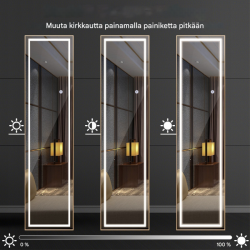 Kullanvärinen kokopeili alumiinikehyksellä ja LED-valaistuksella