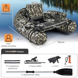 V-muotoinen kalastusvene camouflage vavanpidikkeellä ja kalamitalla