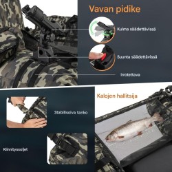 V-muotoinen kalastusvene camouflage vavanpidikkeellä ja kalamitalla
