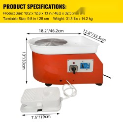 Sähköinen dreijakone 25-senttinen dreijalevy 280-watin moottori jalkapoljin roiskesuoja muotoilutyökalusetti hiljainen käynti