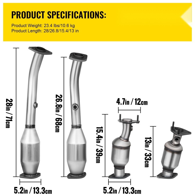 Pakosarja 4.0L Nissan Pathfinder/Frontier/Xterra, ruostumaton teräs, keraaminen rakenne