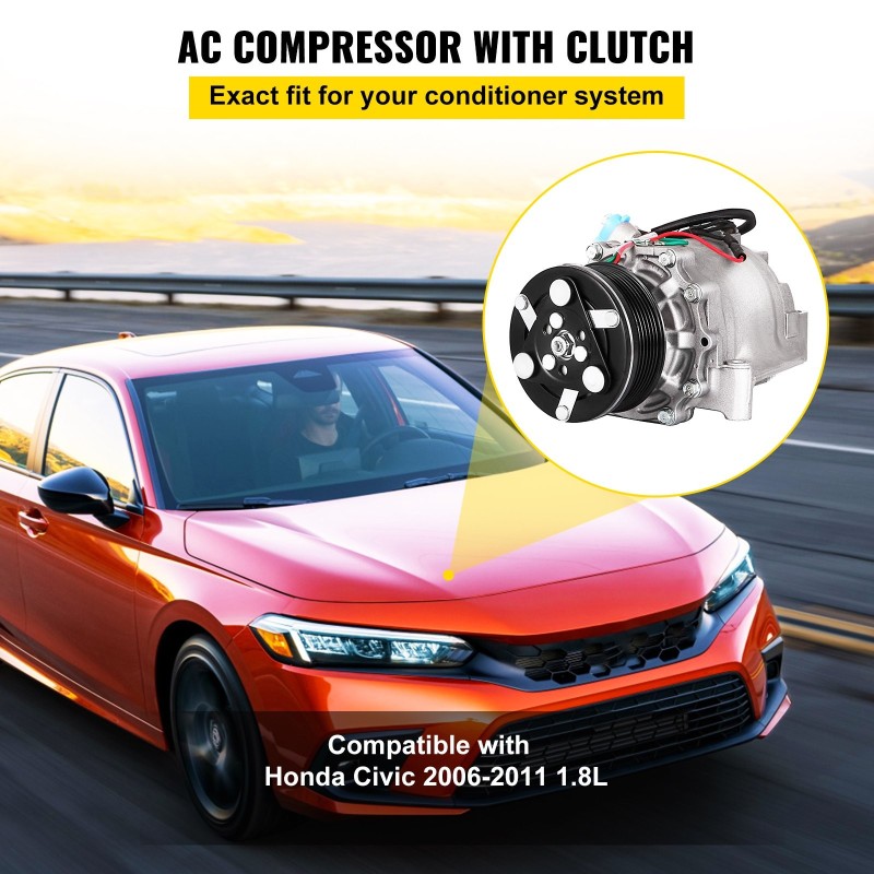 Ilmastointikompressori Honda Civic 1.8L 2006–2011, alumiinirakenne