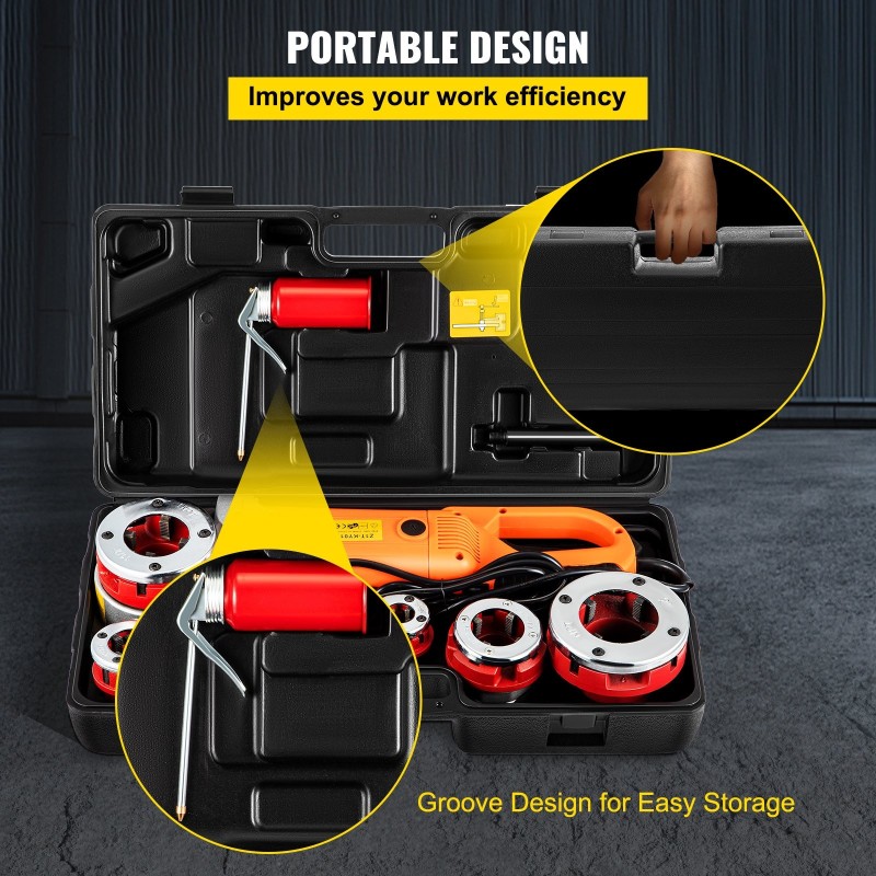 Sähkökäyttöinen putkikierretyökalu 2300W, 6 vaihdettavaa kierreleukaa 1/2"-2"