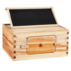 Syvä mehiläispesälaatikko 10 kehystä seetripuusta akryyli ikkunoilla