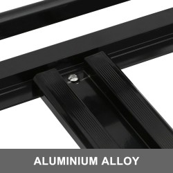 Kattokori alumiiniseoksinen 127 x 90 x 14 cm 220 paunaa musta kattokaiteisiin